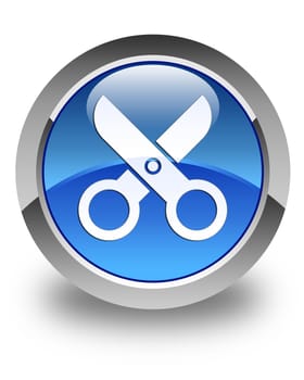 Scissors icon glossy blue round button