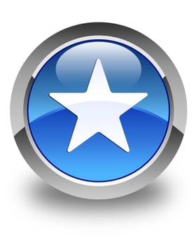 Star icon glossy blue round button