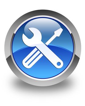 Tools icon glossy blue round button