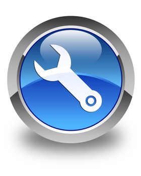 Wrench icon glossy blue round button
