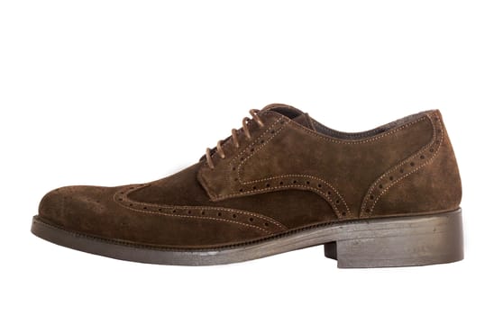 isolated brown suede shoes on the white background