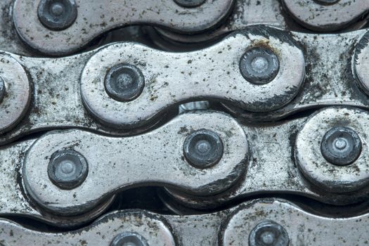 closeup of bicycle chain made from metal