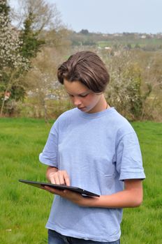 Girl using digital tablet