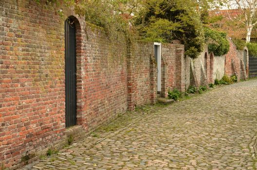 Characteristic medieval lane in the city of Veere in the Netherlands