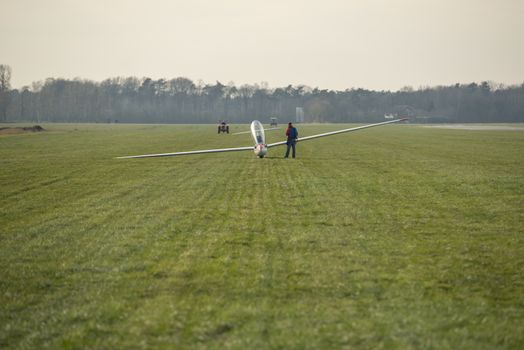 Glider on an airfield near the German-Dutch border