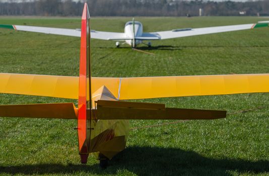 Glider on an airfield near the German-Dutch border