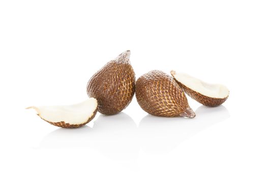 Salak fruit isolated on white background. Tropical fruit, asian cooking and eating. 