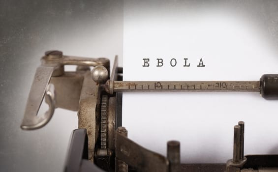 Vintage inscription made by old typewriter, EBOLA