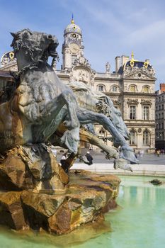 The Bartholdi Fountain in Lyon, France 