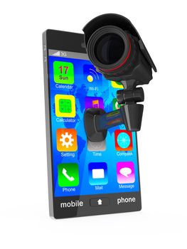 phone with camera on white background. Isolated 3D image