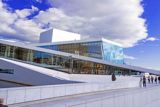 OSLO, NORWAY - SEPTEMBER 5: View on a side of the National Oslo Opera House on September 5, 2012, which was opened on April 12, 2008 in Oslo, Norway