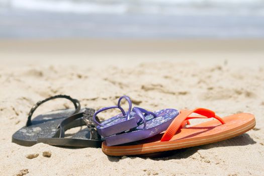 Flip-flop on a beautiful beach. India Goa