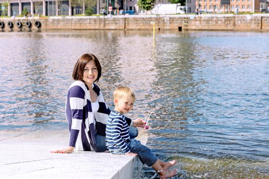 Lovely portrait of a mother and son outdoor