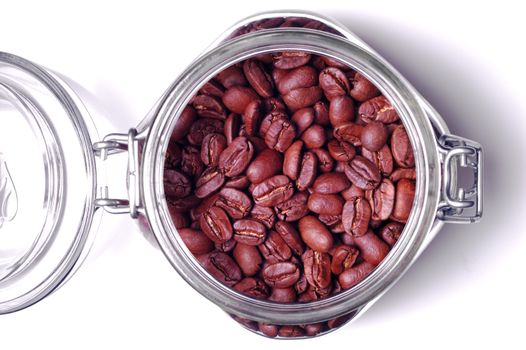 coffee beans in glass jar