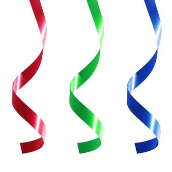 Red, green and blue ribbon isolated on white