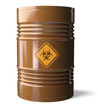 Biohazard barrel isolated on white
