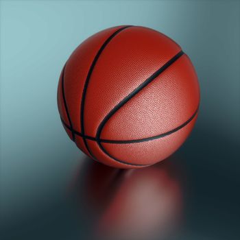 Basketball on the dark background, close up scene