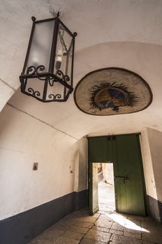 the entrance inside an old building in St. Agata de Goti, Italy