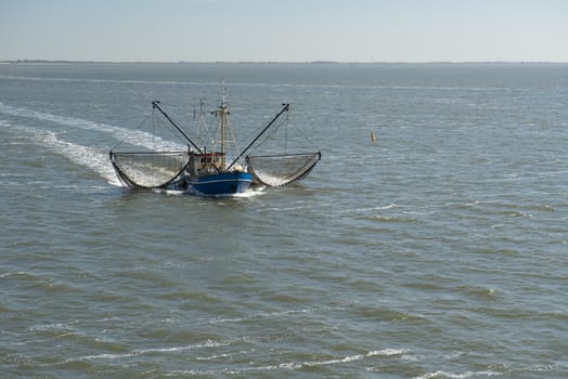 Fishing boat on the UNESCO protected Dutch Wadden Sea