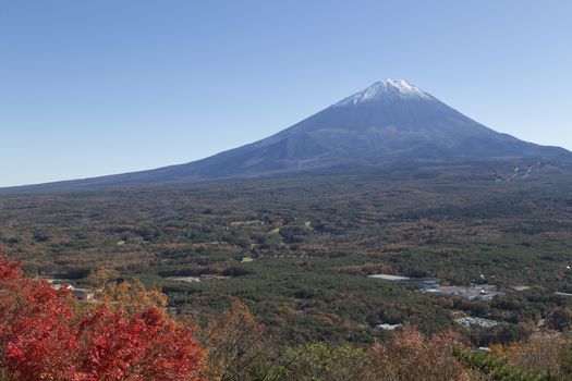 This photo was shot from the area around Mt.Fuji in Autumn. It is time to start snow cap on the top of Mt.Fuji. There are 5 lake around Mt.Fuji. This is shot from Mt.Koyodai.