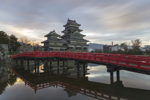 This photo was shot from Matsumoto Castle, Japan in early morning. The soft sunlight touch the castle is so beautiful.