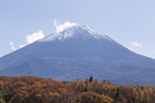 This photo was shot from the area around Mt.Fuji in Autumn. It is time to start snow cap on the top of Mt.Fuji. There are 5 lake around Mt.Fuji.