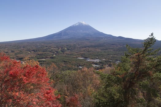 This photo was shot from the area around Mt.Fuji in Autumn. It is time to start snow cap on the top of Mt.Fuji. There are 5 lake around Mt.Fuji. This is shot from Mt.Koyodai.