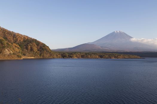 This photo was shot from the area around Mt.Fuji in Autumn. It is time to start snow cap on the top of Mt.Fuji. There are 5 lake around Mt.Fuji.
