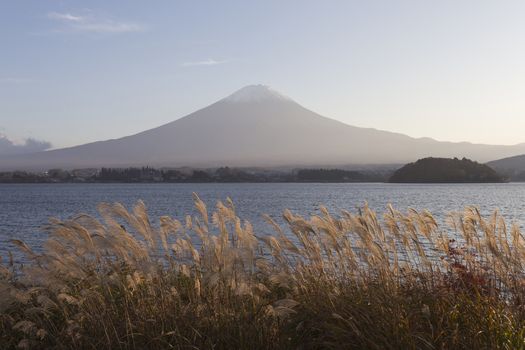 This photo was shot from the area around Mt.Fuji in Autumn. It is time to start snow cap on the top of Mt.Fuji. There are 5 lake around Mt.Fuji.