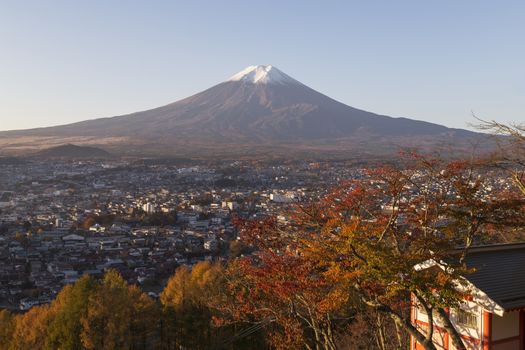 This photo was shot from the area around Mt.Fuji in Autumn. It is time to start snow cap on the top of Mt.Fuji. There are 5 lake around Mt.Fuji.
