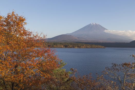This photo was shot from the area around Mt.Fuji in Autumn. It is time to start snow cap on the top of Mt.Fuji. There are 5 lake around Mt.Fuji.