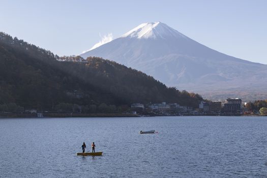 This photo was shot from the area around Mt.Fuji in Autumn. It is time to start snow cap on the top of Mt.Fuji. There are 5 lake around Mt.Fuji.