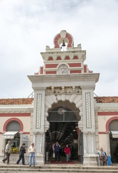 LOULE, PORTUGAL - APRIL 4: Interior of the traditional portuguese market in Loule. April 4th 2015 in Loule, Algarve, Portugal, this market is the biggest market hall of the algarve