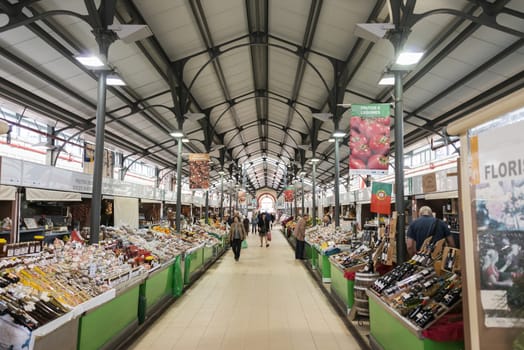 LOULE, PORTUGAL - APRIL 4: Interior of the traditional portuguese market in Loule. April 4th 2015 in Loule, Algarve, Portugal, this market is the biggest market hall of the algarve