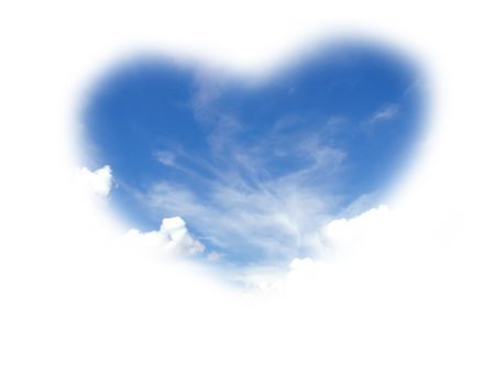 heart shape cloudy sky isolated on white background