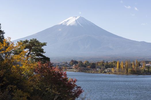 This photo was shot from the area around Mt.Fuji in Autumn. It is time to start snow cap on the top of Mt.Fuji. There are 5 lake around Mt.Fuji.