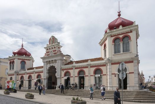 LOULE, PORTUGAL - APRIL 4: Exterior of the traditional portuguese market in Loule. April 4th 2015 in Loule, Algarve, Portugal, this market is the biggest market hall of the algarve