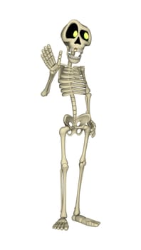 3D digital render of a cartoon human skeleton isolated on white background