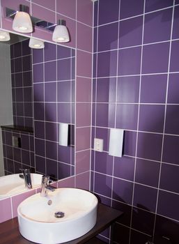 Contemporary Purple and White Domestic Bathroom closeup