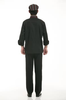 Wear clothing occupation Chinese waiters in white background
