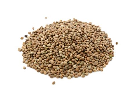 Hemp seeds, isolated on a white background