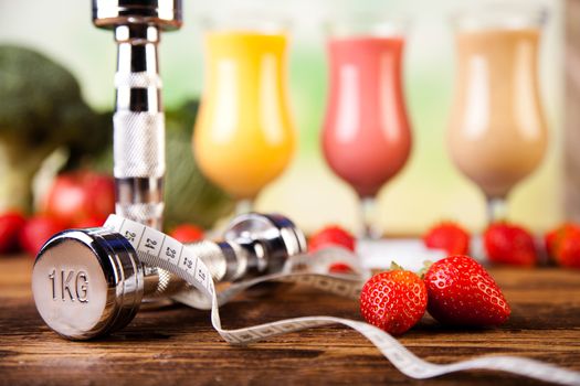 Healthy diet, protein shakes, sport and fitness