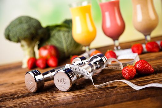 Healthy diet, protein shakes, sport and fitness