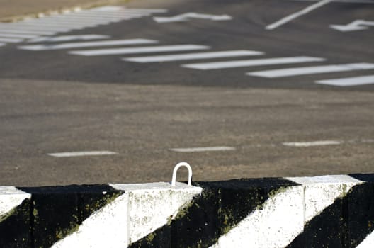 asphalt road with line and concrete border background