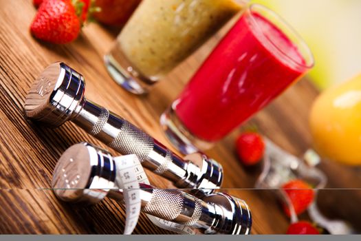 Healthy diet, protein shakes, sport and fitness