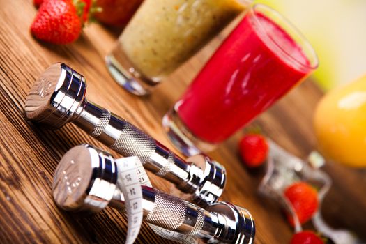 Healthy diet, protein shakes, sport and fitness