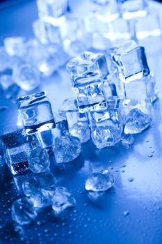 Blue and shiny ice cubes