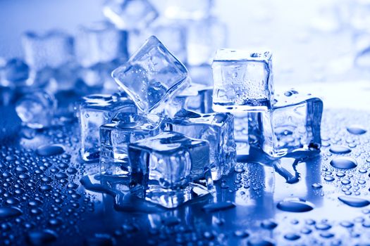 Blue and shiny ice cubes