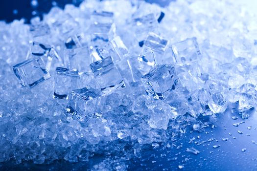 Blue and shiny ice cubes