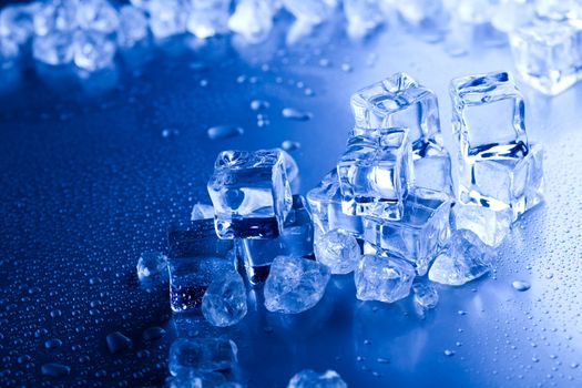 Blue and shiny ice cubes